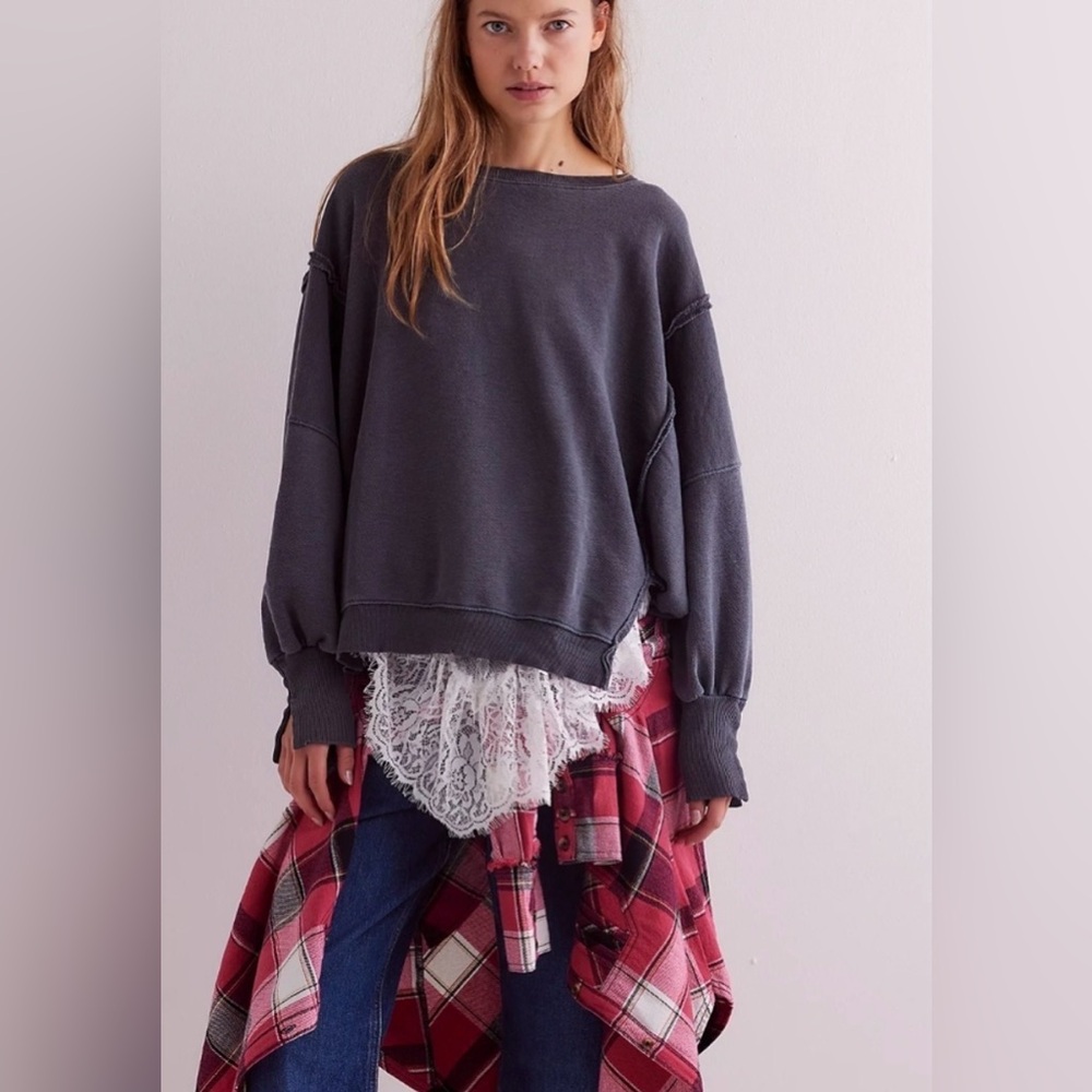 NWT Free People We The Free Camden Sweatshirt Black XS